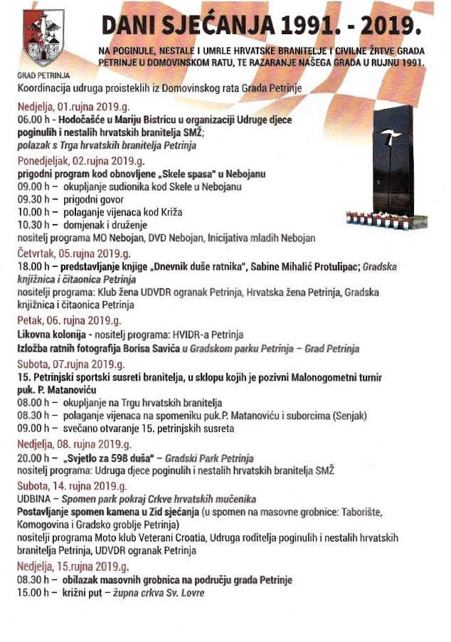 Dani sjećanja 1991. – 2019.